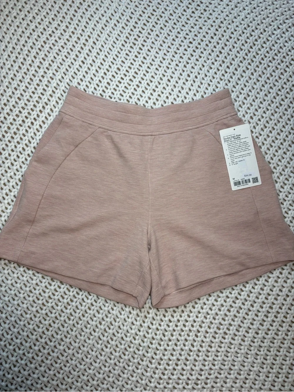 lululemon scuba high rise short 5” waffle in heathered mink berry size medium